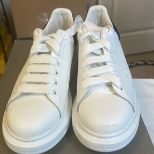 Alexander McQueen White Sneakers with Navy Detail